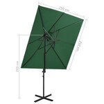 vidaXL Parasol de jardin en porte-à-faux à double toit vert 250x250 cm