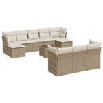 vidaXL Salon de jardin 11 Pièces avec coussins beige résine tressée