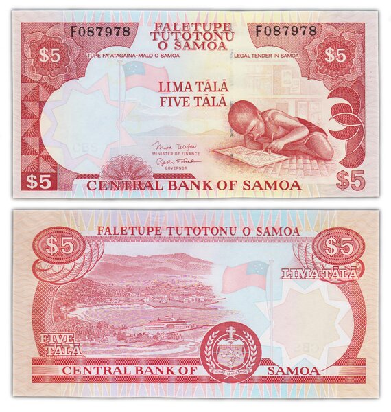 Billet de collection 5 tala 2002 samoa - neuf - p33b