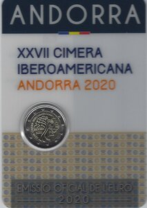 Monnaie 2 euros commémorative andorre bu 2020 - sommet ibérico-américain
