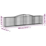 vidaXL Paniers à gabions arqués 2 Pièces 400x50x80/100 cm Fer galvanisé