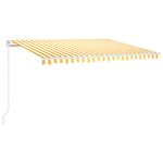 vidaXL Auvent manuel rétractable avec LED 450x350 cm Jaune et blanc