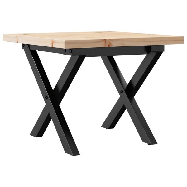 vidaXL Table basse cadre en X 40x40x35 5cm bois de pin massif et fonte