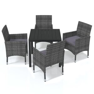 vidaXL Ensemble à manger de jardin coussins 5Pièces Résine tressée Gris