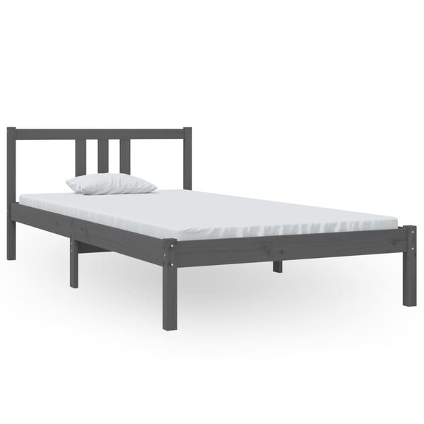 vidaXL Cadre de lit Gris Bois massif 100x200 cm
