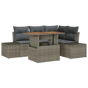 vidaXL Ensemble de canapé de jardin 5 Pièces Gris Poly rotin