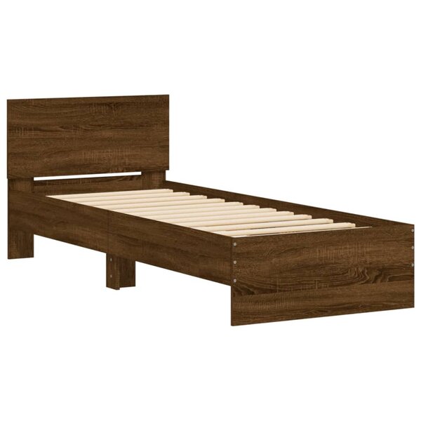 vidaXL Cadre de lit tête de lit chêne marron 90x190 cm bois ingénierie