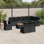 vidaXL Salon de jardin 11 Pièces avec coussins noir résine tressée