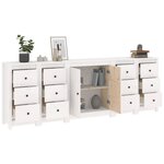 vidaXL Buffet Blanc 230x35x80 cm Bois massif de pin