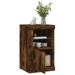 vidaXL Armoire latérale avec lumières LED chêne fumé bois d'ingénierie