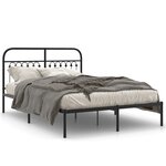 vidaXL Cadre de lit métal avec tête de lit noir 140x190 cm