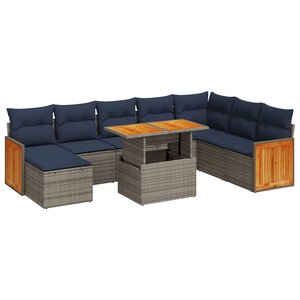 vidaXL Ensemble de canapés de jardin 11 Pièces et coussins rotin acacia