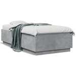 vidaXL Cadre de lit avec lumières LED gris béton 75x190 cm