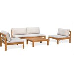 Salon de jardin en bois d'Acacia avec coussins - MANDI - 5 personnes