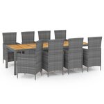 vidaXL Ensemble à manger d'extérieur 9Pièces coussins Résine tressée Gris