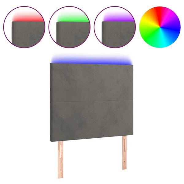 vidaXL Tête de lit à LED Gris foncé 80x5x118/128 cm Velours
