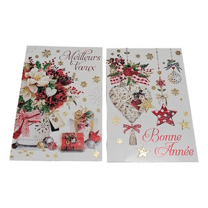 Carte De Voeux - 5 Cartes Meilleurs Voeux et Bonne Année - Décor Brillant