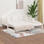vidaXL Lit coulissant Blanc Bois de pin solide 2x(90x200) cm