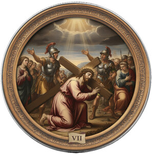Monnaie JESUS FALLS THE SECOND TIME Station VII Via Crucis 1 Oz Argent 1$ USA 2026 (PRÉCOMMANDE)