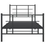 vidaXL Cadre de lit métal avec tête de lit/pied de lit noir 90x190 cm