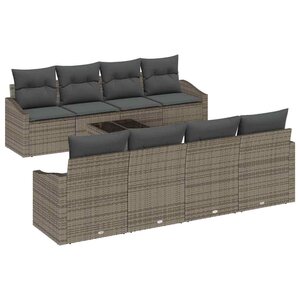 vidaXL Ensemble de Canapés avec coussin 7 Pièces Gris polyrotin