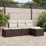 vidaXL Ensemble de 4 Canapés de Jardin avec Coussins en Poly Rattan Marron