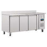 Table réfrigérée positive - inox 3 portes 417 l avec dosseret - polar - r600a - acier inoxydable3417pleine x700xmm