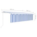 vidaXL Auvent rétractable automatique avec store 5x3 m Bleu et blanc