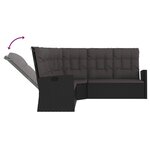 vidaXL Salon de jardin 3 Pièces avec coussins Noir Résine tressée