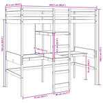 vidaXL Lit mezzanine avec bureau et étagères blanc 90x200cm pin massif