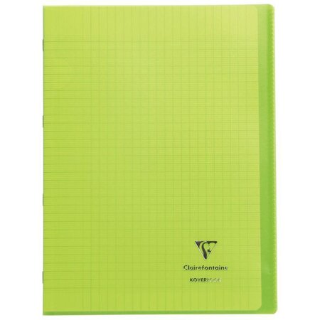 Cahier KOVERBOOK piqûre 96 pages seyès 90 g  couverture pp avec protège-cahier rabat vert  21 x 29 7 cm CLAIREFONTAINE