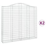 vidaXL Paniers à gabions arqués 2 Pièces 200x30x180/200 cm Fer galvanisé
