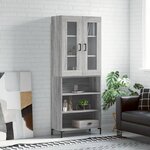 vidaXL Buffet haut Sonoma gris 69 5x34x180 cm Bois d'ingénierie