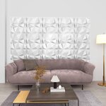 vidaXL Panneaux muraux 3D 48 Pièces 50x50 cm blanc diamant 12 m²