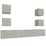 vidaXL Ensemble de meubles TV 6 Pièces Gris béton Bois d'ingénierie