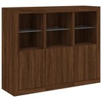vidaXL Buffets avec lumières LED 3 Pièces chêne brun bois d'ingénierie