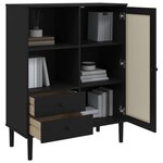 vidaXL Buffet SENJA aspect rotin noir 90x40x112cm bois massif de pin