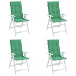 vidaXL Coussins de chaise de jardin à dossier haut lot de 4 vert tissu