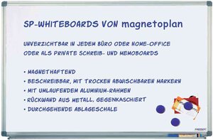 Tableau blanc Magnétique Laqué Cadre Alu (L)1.800 x (H)900 mm MAGNÉTOPLAN