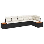 vidaXL Ensemble de canapé de jardin six pièces avec coussins en rotin synthétique noir