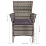 vidaXL Chaise et tabouret d'extérieur et coussins Résine tressée Gris