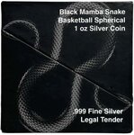 Pièce de monnaie en Argent 5000 Francs g 31.1 (1 oz) Millésime 2024 BLACK MAMBA BASKETBALL SPHERICAL