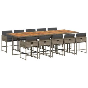 vidaXL Ensemble à manger de jardin 11Pièces avec coussins gris poly rotin