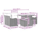 Set de canapé de jardin 7 pièces avec coussins en poly rotin noir