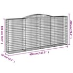 vidaXL Paniers à gabions arqués 3 Pièces 400x50x180/200 cm Fer galvanisé