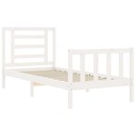 vidaXL Cadre de lit avec tête de lit blanc simple bois massif