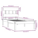 vidaXL Cadre de lit Noir Bois massif 100x200 cm