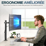 ACROPAQ Support Écran PC 13" à 32"- Bras Ecran Universel- Rotation 360°- Rehauseur ecran- Montage Rapide Épaisseur 10-88mm