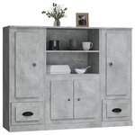 vidaXL Buffets 3 Pièces gris béton bois d'ingénierie