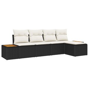 vidaXL Ensemble de canapé de jardin 6 Pièces Noir et Crème Polyrotin
